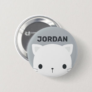 Cute Little Cat med Personlig Namn Knapp