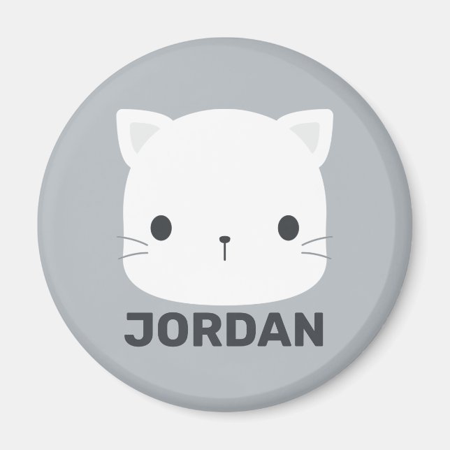 Cute Little Cat med Personlig Namn Magnet (Framsidan)