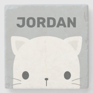 Cute Little Cat med Personlig Namn Stenunderlägg