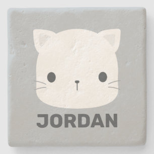 Cute Little Cat med Personlig Namn Stenunderlägg