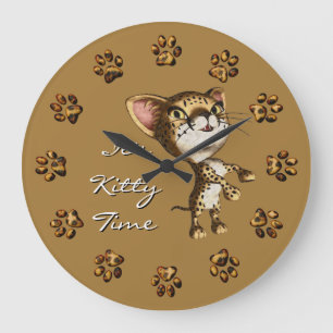 Cute Little Cheetah Skriv ut Bengal Kattunge Kattk Stor Klocka