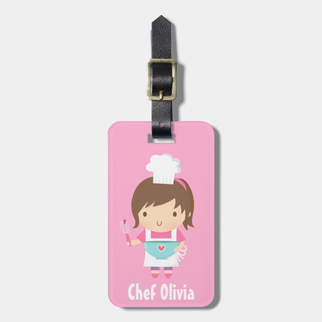 Cute Little Chef Baker Girl Bagagebricka (Vertikal Framsida)