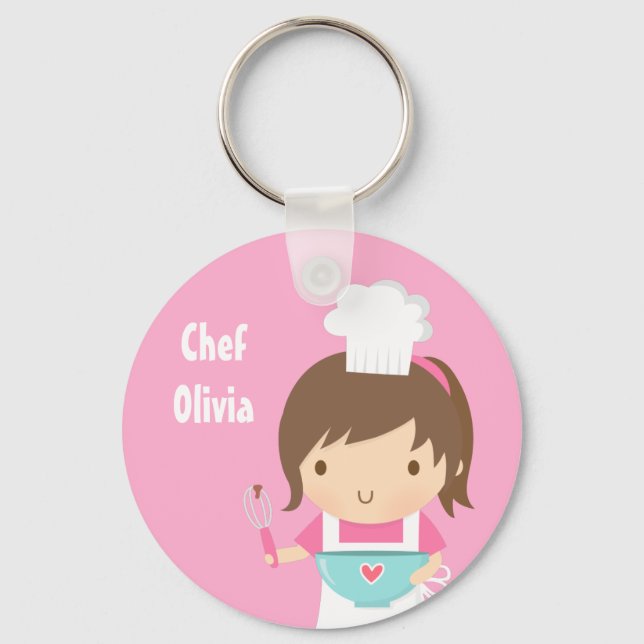 Cute Little Chef Baker Girl Nyckelring (Framsida)