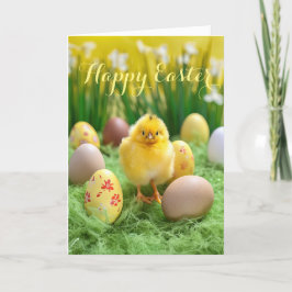 Cute Little Chick and Eggs Påsk Helgdag Card Helgkort