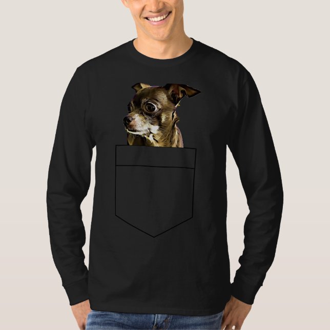 Cute Little Chihuahua in Pocket T Shirt (Framsida)
