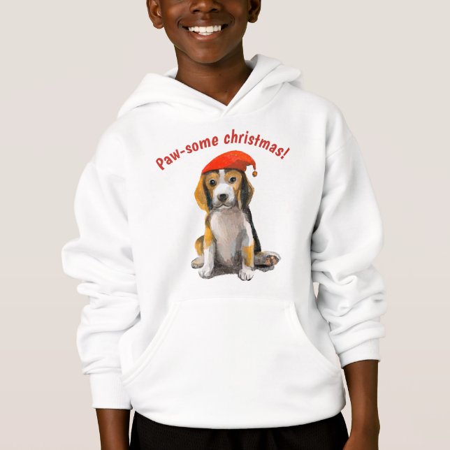 Cute Little christmas beagle T-Shirt Hoodie (Framsida)