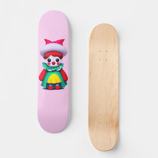 Cute Little clown rosa Mini Skateboard Bräda 18,5 Cm (Framsida)