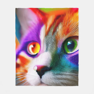 Cute Little Colorful Kattunge Rainbow färg, Cat Fleecefilt