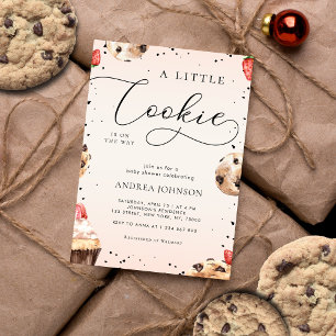 Cute Little Cookie är på vägen till Cream Baby Sho Inbjudningar