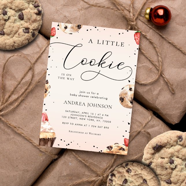 Cute Little Cookie är på vägen till Cream Baby Sho Inbjudningar (Skapare uppladdad)