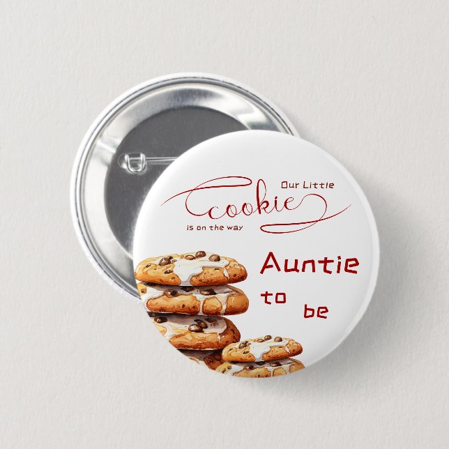 Cute Little Cookie Baby Shower Auntie-to-be Knapp (Framsida & baksida)