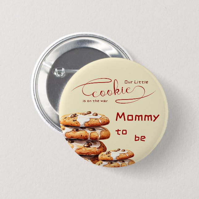 Cute Little Cookie Baby Shower Mommy-to-be Knapp (Framsida & baksida)