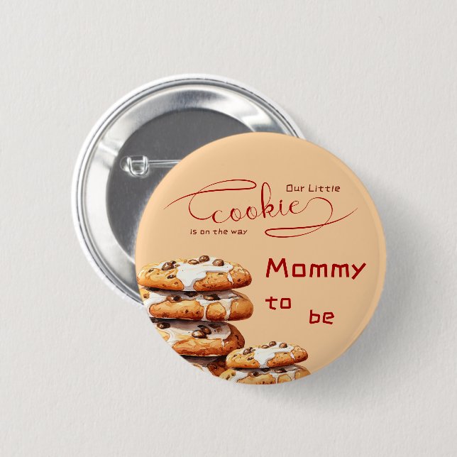 Cute Little Cookie Baby Shower Mommy-to-be Knapp (Framsida & baksida)