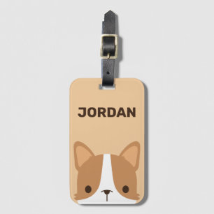 Cute Little Corgi Hund med Personlig Namn Bagagebricka