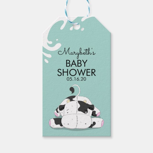 Cute Little Cow Baby Shower Gift-Märkre Presentetikett (Framsidan)