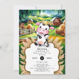 Cute Little Cow Birday Inbjudningar