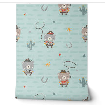 Cute Little Cowboy sheriff Bear på blå