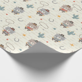 Cute Little Cowboy sheriff Bear på grädde Presentpapper