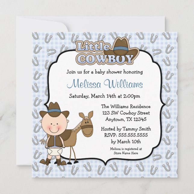 Cute Little Cowboy Shower-inbjudningar Inbjudningar (Framsida)