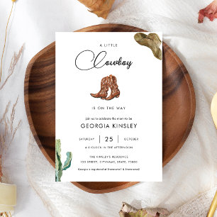 Cute Little Cowboy Western Rodeo Texas Baby Shower Inbjudningar