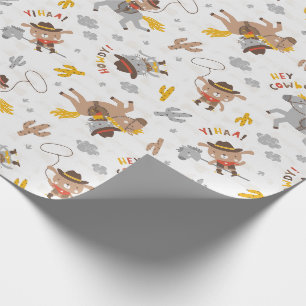 Cute Little Cowboybjörn, Hund och katt på hästar Presentpapper