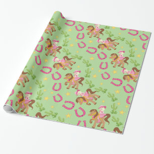 Cute Little Cowgirl Mönster Presentpapper