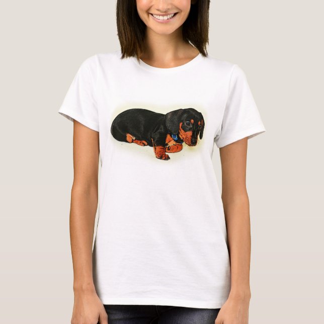 Cute Little Dachshund Design Basic T-Shirt (Framsida)
