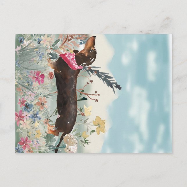 Cute little Dachshund Helg Vykort (Framsida)