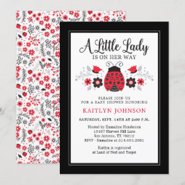 Cute Little Dam Ladybug Baby Shower Inbjudningar