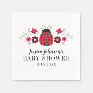 Cute Little Dam Ladybug Baby Shower Napkin Pappersservett