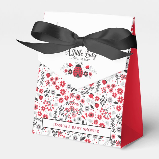 Cute Little Dam Ladybug Baby Shower Presentaskar (Framsidan Sidan)