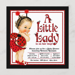Cute Little Dam Red Ladybug Baby Shower Inbjudningar