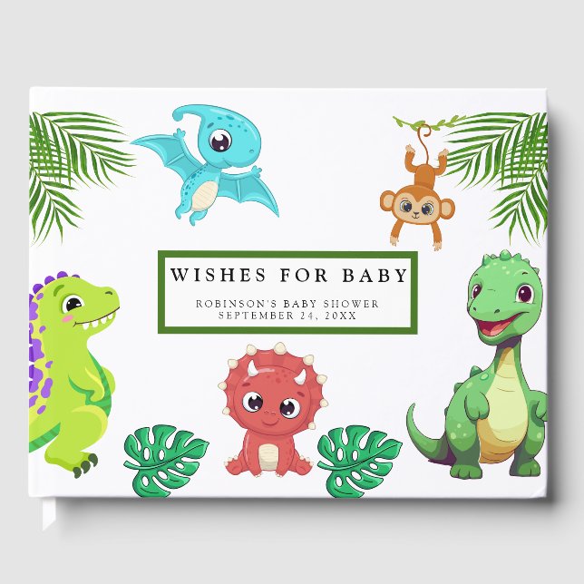 Cute Little Dino Baby Shower Gästböcker (Framsida)