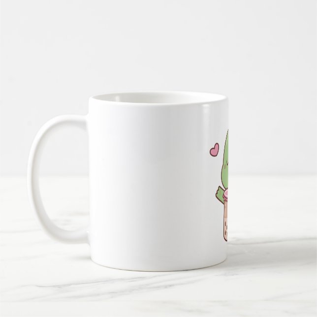 Cute Little Dino Kärlek Boba Mjölk Tea Kaffemugg (Vänster)