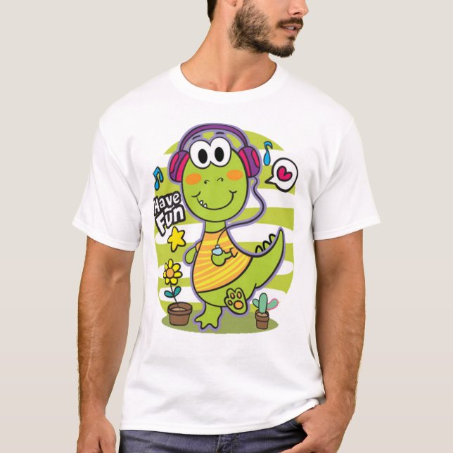 Cute Little dinosauaur T Shirt (Framsida)