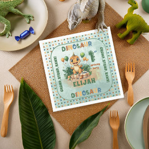 Cute Little Dinosaur Boy 1st Birthday Party Pappersservett