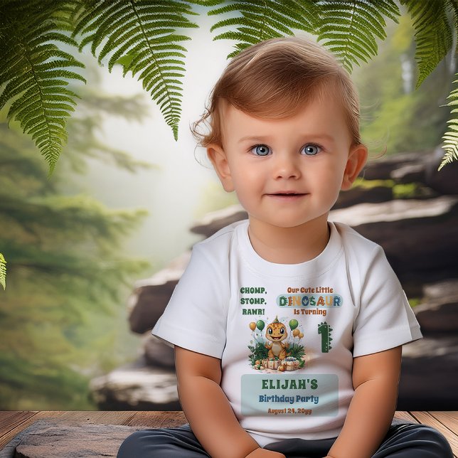 Cute Little Dinosaur Boy 1st Birthday Party T Shirt (Cute Little Dinosaur Boy's 1st Birthday Party T-Shirt)