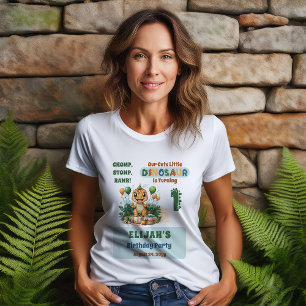 Cute Little Dinosaur Boy 1st Birthday Party T Shirt