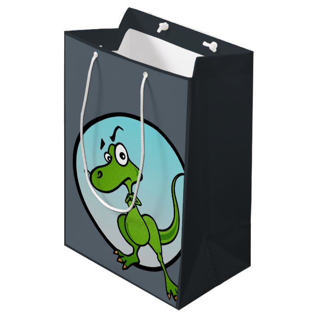 CUTE LITTLE DINOSAUR MEDIUM MATTE GIFT BAG (Framsidan Vinklad)