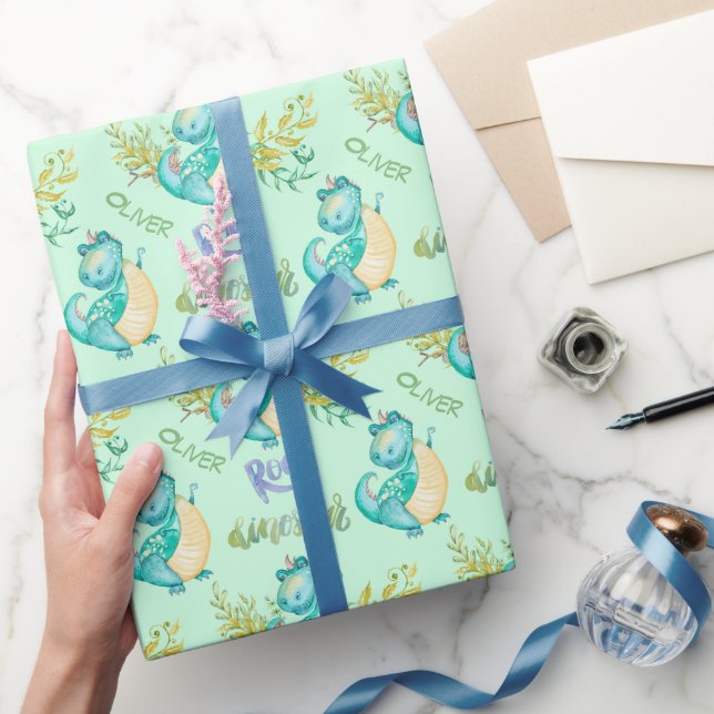 Cute Little Dinosaur Personlig Presentpapper (Gifting)