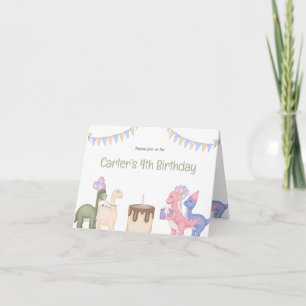 Cute Little Dinosaurs med kummelns barnfödelsedag Inbjudan