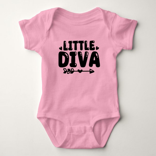 Cute Little Diva Flicka Body Kostym T Shirt (Framsida)
