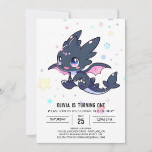 Cute Little Dragon 1:a födelsedagen Inbjudningar
