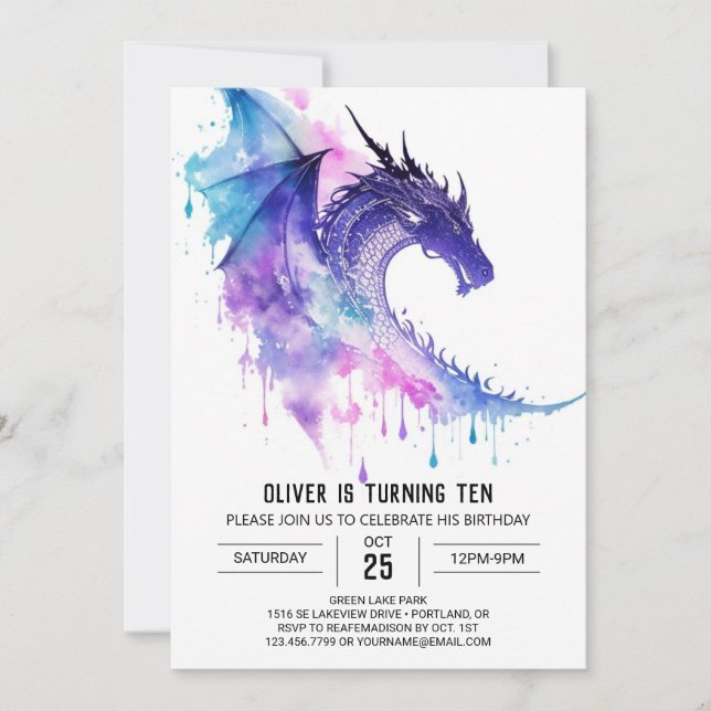 Cute Little Dragon Children Birthday Inbjudningar (Framsida)