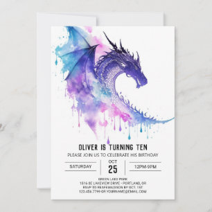 Cute Little Dragon Children Birthday Inbjudningar
