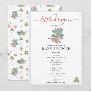 Cute Little Dragon on the Way Boy Baby Shower Inbjudningar