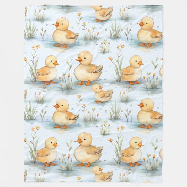 Cute Little Duckling Mönster Fleecefilt (Framsidan)