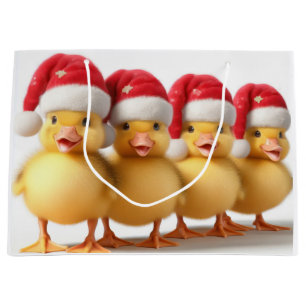 Cute Little ducklings med julhattar