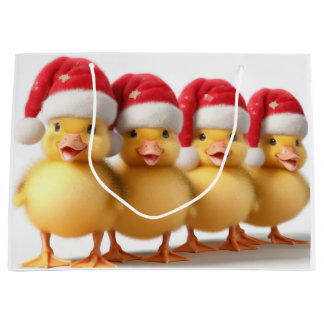 Cute Little ducklings med julhattar