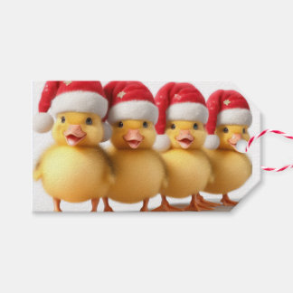 Cute Little ducklings med julhattar Presentetikett